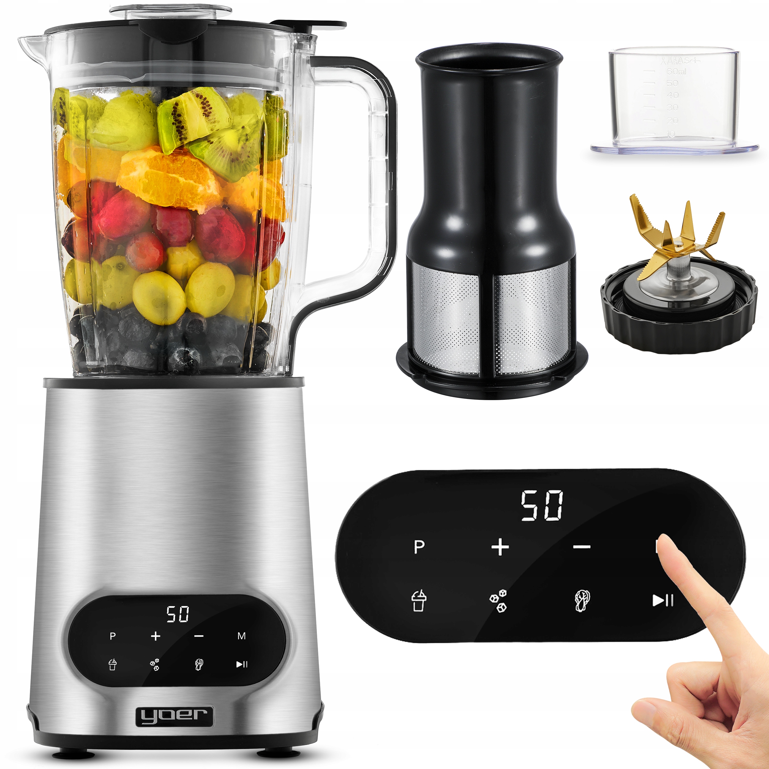 Hrnkový mixér Yoer JB04S 2200 W strieborno/sivý